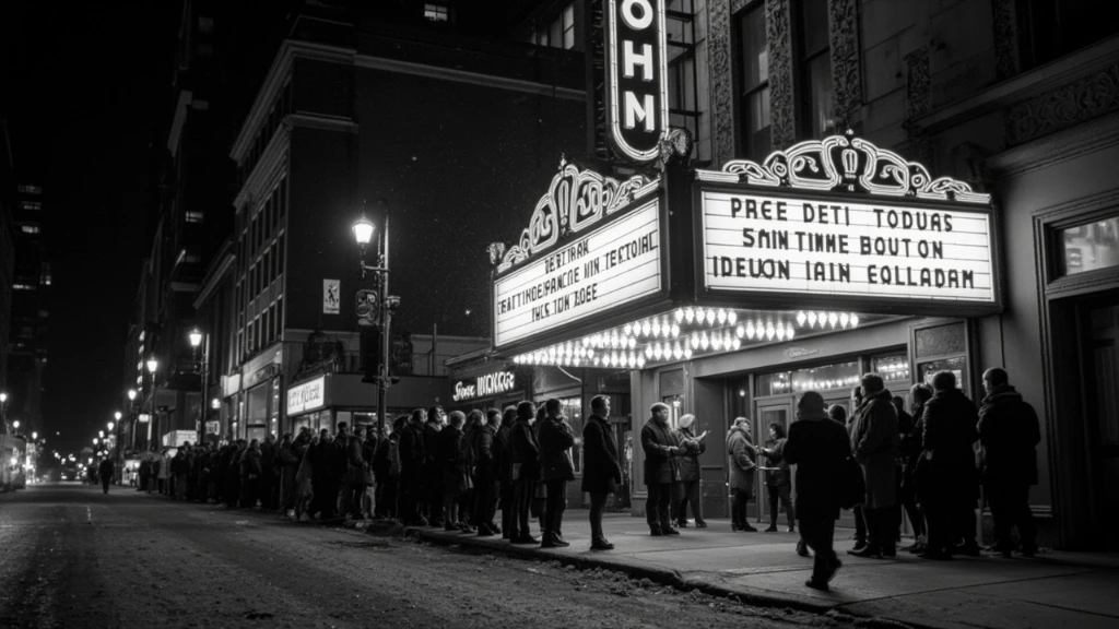 Snowy Park City street queue outside an indie theater during Sundance